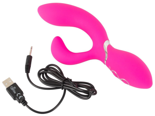 Ярко-розовый вибратор-кролик Bendable Rabbit Vibrator - 19,8 см. - 7