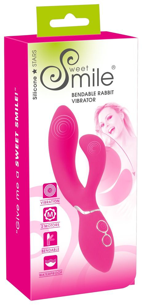 Ярко-розовый вибратор-кролик Bendable Rabbit Vibrator - 19,8 см. - 9