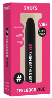 Черный гладкий вибромассажер Feelgood Vibe #Less stress more sex - 17,2 см. - 1