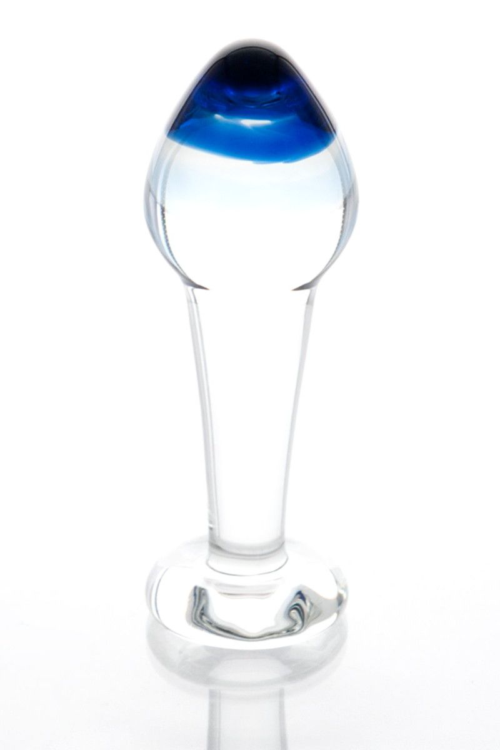 Стеклянная анальная втулка с синим кончиком - 11,5 см. - 0