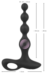 Черная анальная цепочка с вибрацией Rechargeable Anal Beads - 20 см. - 5