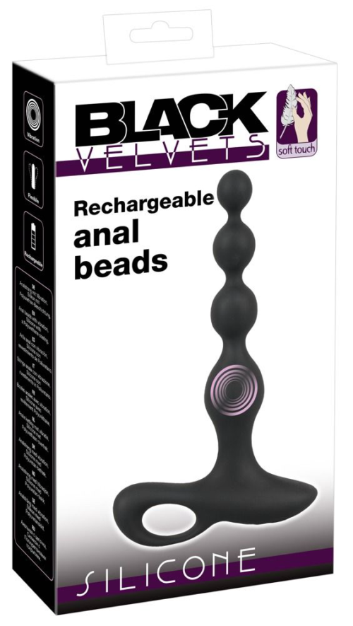 Черная анальная цепочка с вибрацией Rechargeable Anal Beads - 20 см. - 6