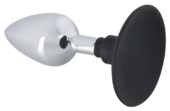 Хромированная анальная пробка Metal Plug with Suction Cup на присоске - 10,2 см. - 1