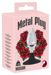 Хромированная анальная пробка Metal Plug with Suction Cup на присоске - 10,2 см. - 4
