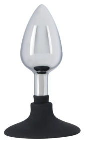 Хромированная анальная пробка Metal Plug with Suction Cup на присоске - 10,2 см. - 0