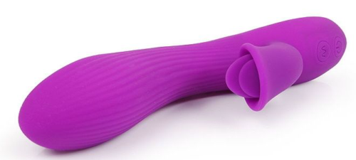 Фиолетовый рельефный вибратор-кролик QUEJOY - 25 см. - 1