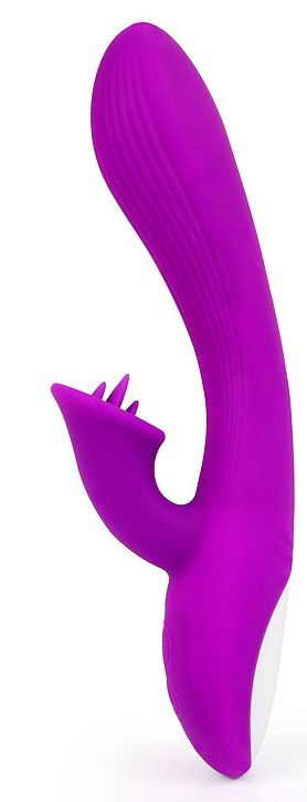 Фиолетовый рельефный вибратор-кролик QUEJOY - 25 см. - 0