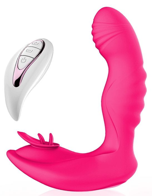 Ярко-розовый вибратор Mermaid с пультом ДУ - 0