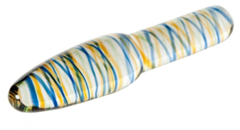 Стеклянный фаллоимитатор с разноцветными спиралями - 17 см.