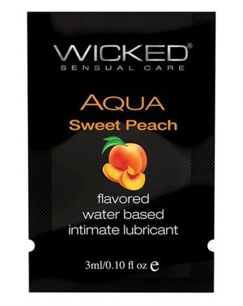Лубрикант с ароматом спелого персика WICKED AQUA Sweet Peach - 3 мл. - 0