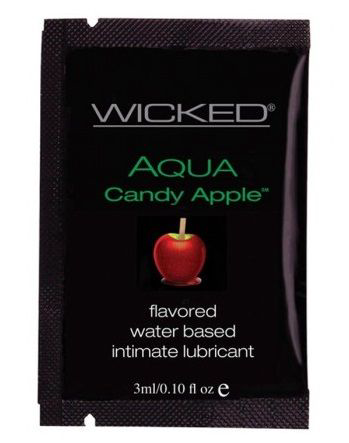 Лубрикант с ароматом сахарного яблока WICKED AQUA Candy Apple - 3 мл. - 0