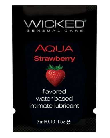 Лубрикант с ароматом клубники WICKED AQUA Strawberry - 3 мл. - 0