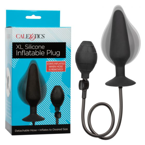 Черная расширяющаяся анальная пробка XL Silicone Inflatable Plug - 16 см. - 1