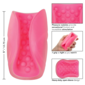 Розовый рельефный мастурбатор Beaded Grip - 3