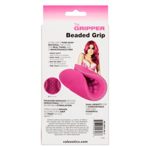 Розовый рельефный мастурбатор Beaded Grip - 2