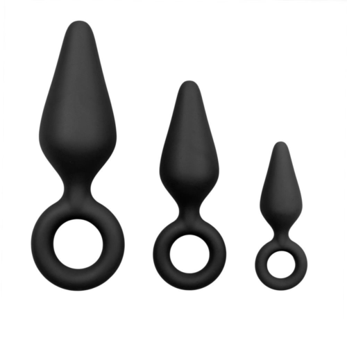 Набор из 3 черных анальных пробок Pointy Plug Set - 4