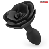 Черная гладкая анальная втулка-роза - 0