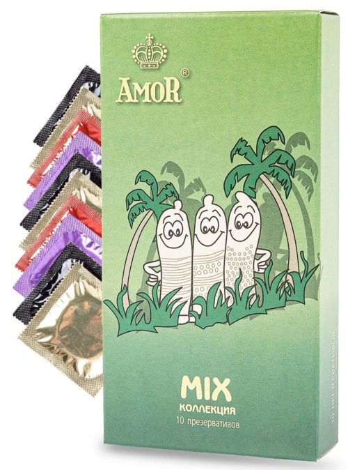 Микс-набор презервативов AMOR Mix Яркая линия - 10 шт. - 0