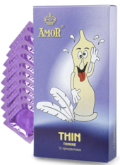 Супертонкие презервативы AMOR Thin Яркая линия - 10 шт. - 0