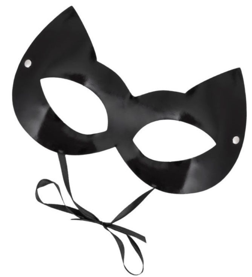 Оригинальная лаковая черная маска Кошка - 0