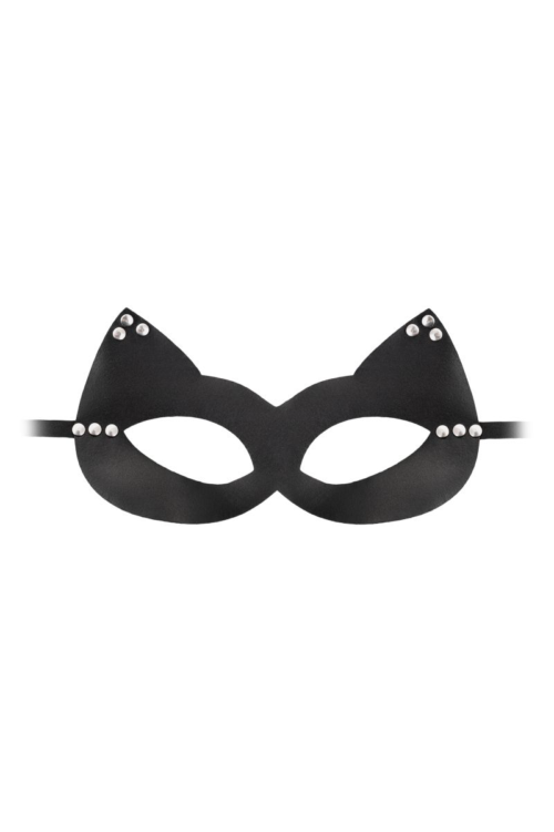 Пикантная черная маска Кошка с заклепками - 1