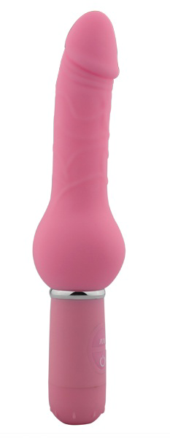 Розовый реалистичный вибратор с ограничителем Curvy Dong - 20,5 см. - 0