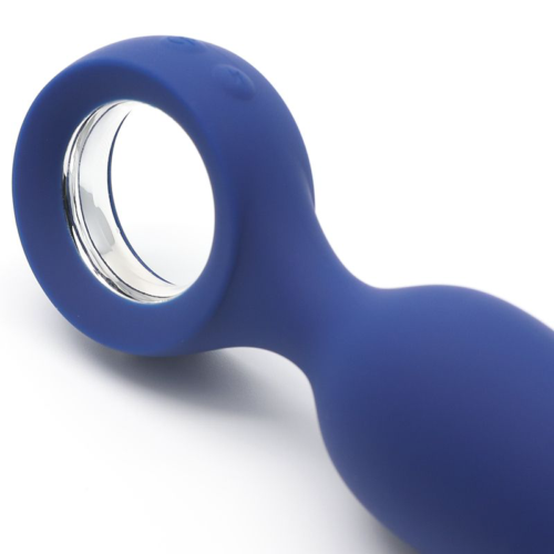 Синяя вибропробка с кольцом Kiss Toy - 12 см. - 4