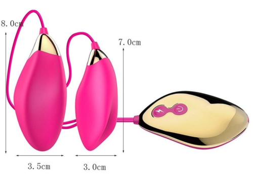 Парные розовые виброяца Sole Egg с пультом - 1