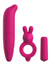 Ярко-розовый вибронабор для пар Couples Vibrating Starter Kit - 0