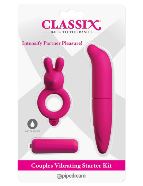 Ярко-розовый вибронабор для пар Couples Vibrating Starter Kit - 1