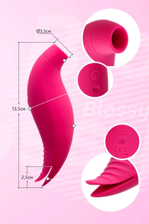 Ярко-розовый многофункциональный стимулятор клитора Blossy - 9