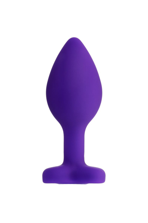 Фиолетовая анальная втулка с прозрачным стразом-сердечком - 7 см. - 3