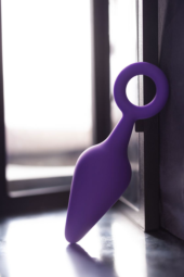 Фиолетовая анальная втулка с ограничительным колечком - 11,5 см. - 10