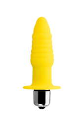 Желтая ребристая анальная вибровтулка - 11 см. - 2