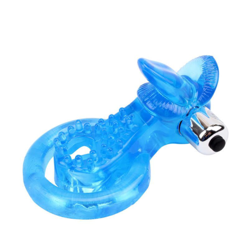 Синее эрекционное виброкольцо Tongue Cockring - 2