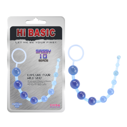 Голубая анальная цепочка Sassy Anal Beads - 26,7 см. - 1