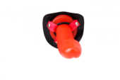 Красный страпон Thumper Strap-on на ремешках - 18 см. - 3