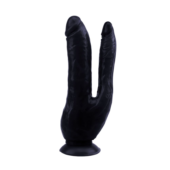 Черный анально-вагинальный фаллоимитатор Dark Magic Dual Penis - 19,5 см. - 0