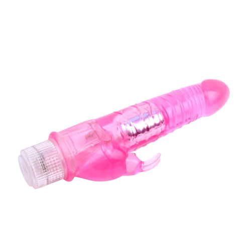 Розовый вибратор Glitters Dual Teaser - 23 см. - 2