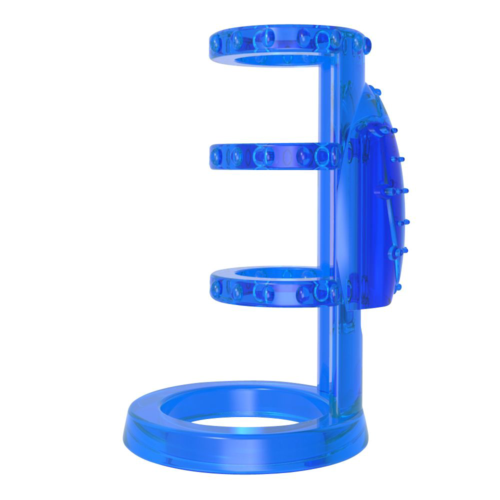 Синяя насадка-клетка с вибрацией Vibrating Cock Cage - 7,6 см. - 2
