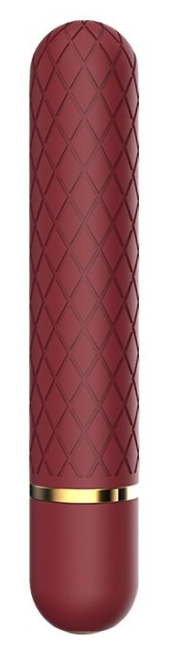 Бордовый мини-вибратор Lizzy с ромбовидным рельефом - 12,7 см. - 0