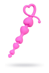 Розовая анальная цепочка из силикона - 18 см. - 1