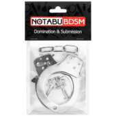 Серебристые металлические наручники на сцепке с ключиками - 2