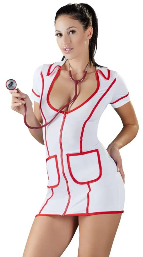 Сексуальное платье медсестры на молнии - 0
