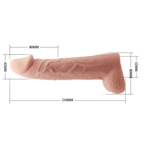 Телесная реалистичная насадка-удлинитель на пенис - 21 см. - 4