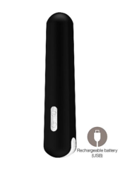 Гладкий чёрный вибромассажер Miki - 16,2 см. - 0
