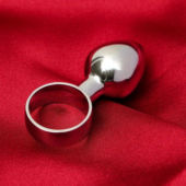 Серебристая алюминиевая анальная пробка с кольцом - 0
