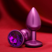 Фиолетовая анальная пробка с кристаллом - 0