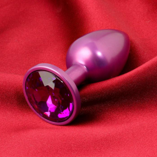 Фиолетовая анальная пробка с кристаллом - 1