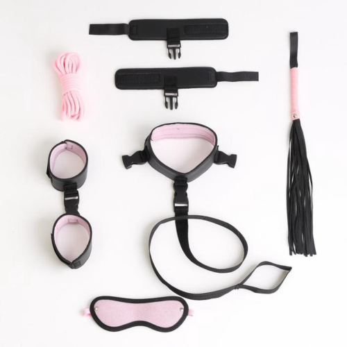 Черно-розовый эротический набор из 7 предметов - 0